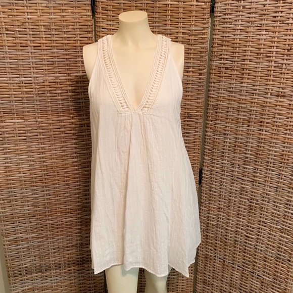 O'Neill Mamba Lace V Neck Mini Sun Dress White Boho Beach Size Medium - Picture 2 of 13
